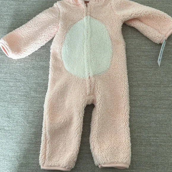 Carters hooded fleece Pink/white unicorn 1 piece outfit/costume. Size 9 mo. NWT - Picture 4 of 12